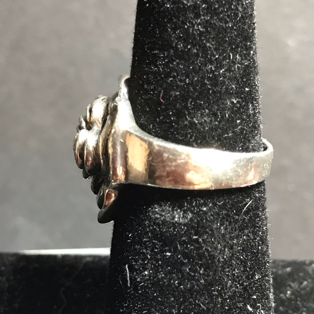 Solid Sterling Rose Ring. Heavy - image 2